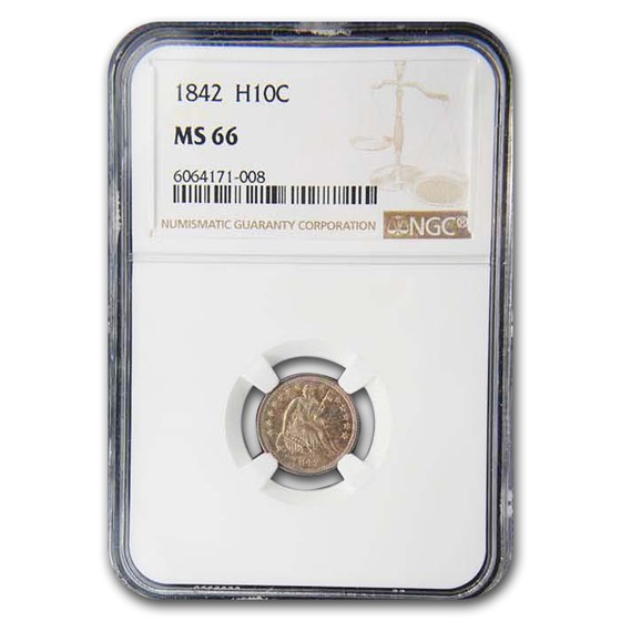 1842 Liberty Seated Half Dime MS-66 NGC 1842 Liberty Seated Half Dime MS-66 NGC